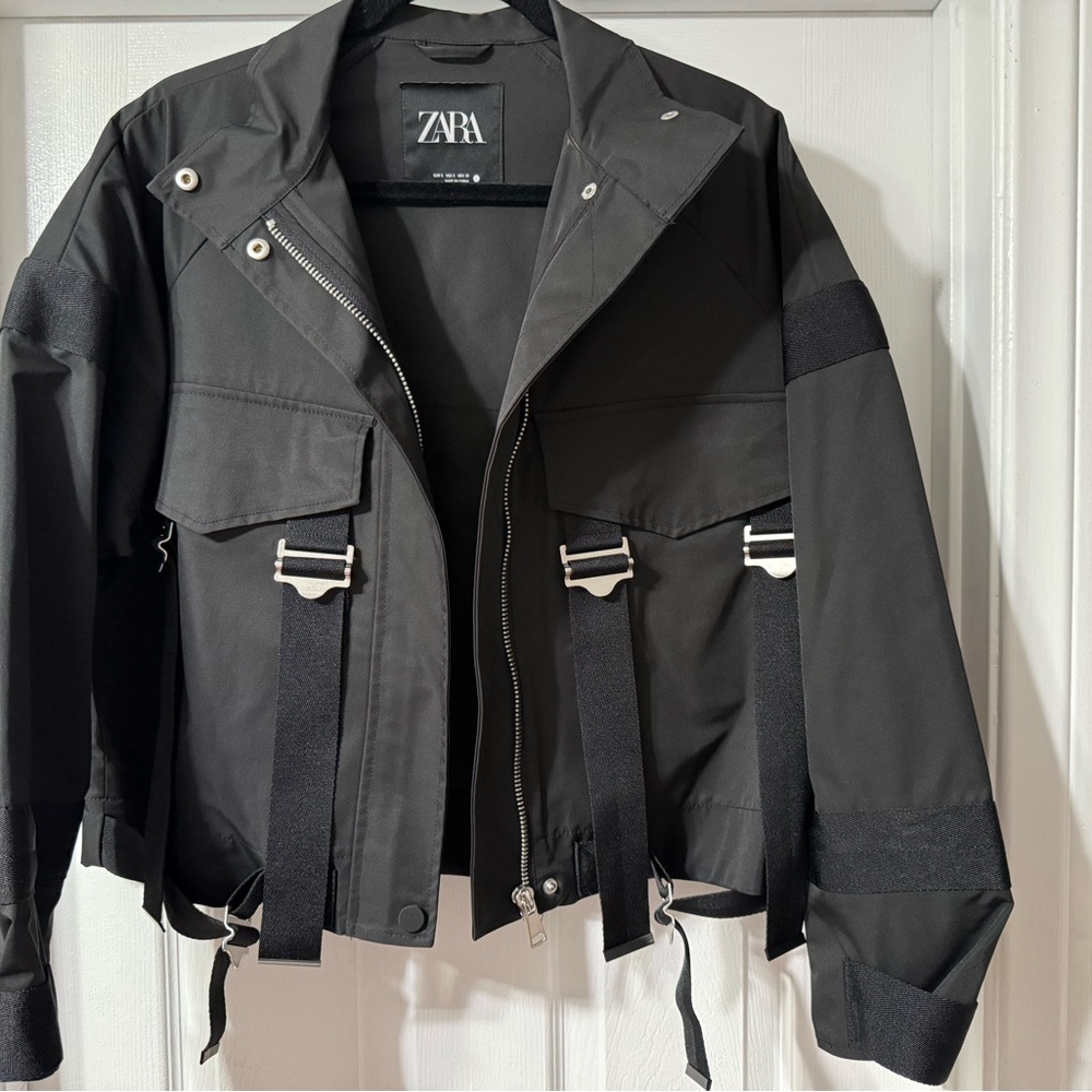 Zara Black Utility Jacket with Straps